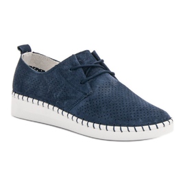 Zapatos de piel calada azul 4