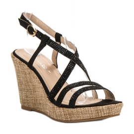Queentina Sandalias de cuña negro 3