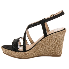 Queentina Sandalias de cuña negro 4
