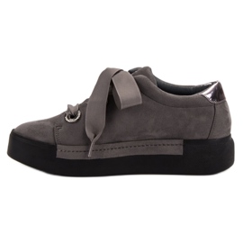 Belle Women Zapatos deportivos de gamuza gris 6