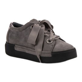 Belle Women Zapatos deportivos de gamuza gris 5
