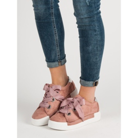 Belle Women Zapatos deportivos de gamuza rosa 1