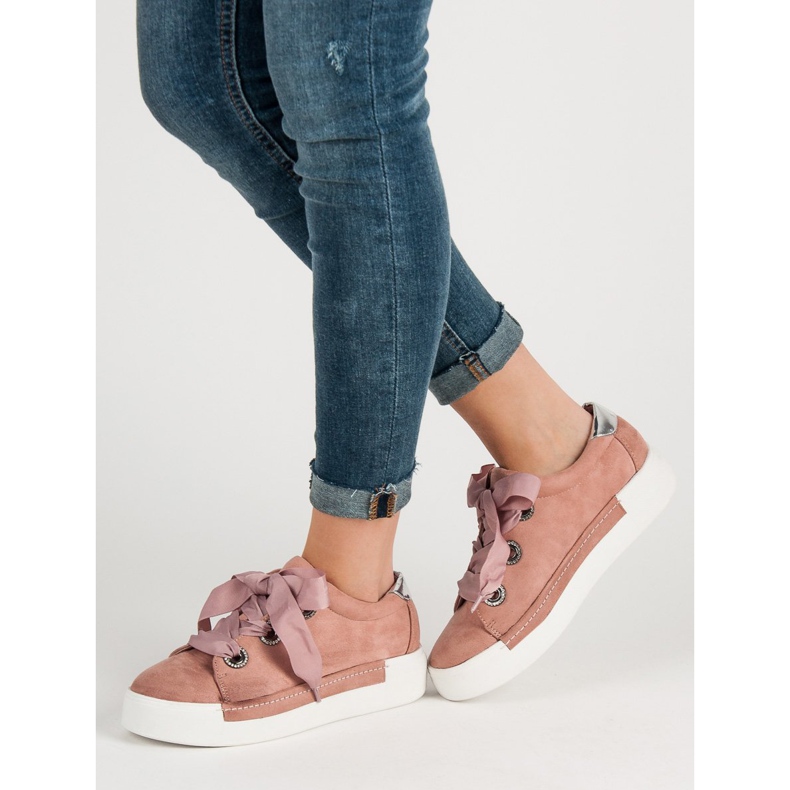 Belle Women Zapatos deportivos de gamuza rosado 2