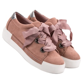 Belle Women Zapatos deportivos de gamuza rosado 6