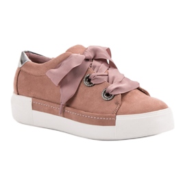 Belle Women Zapatos deportivos de gamuza rosado 3