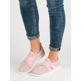 Ideal Shoes Calzado deportivo sin cordones rosado 3