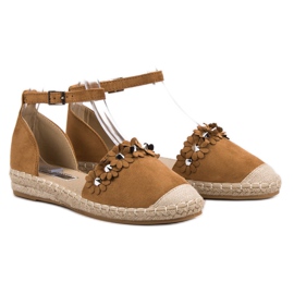 Best Shoes Alpargatas Camel Con Flores marrón 1