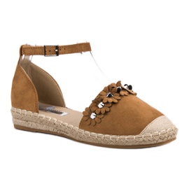 Best Shoes Alpargatas Camel Con Flores marrón 3