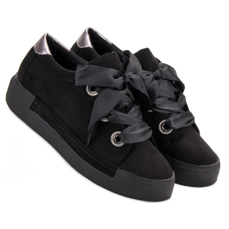 Belle Women Zapatos deportivos de gamuza negro 1