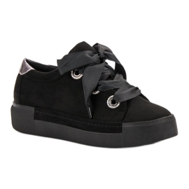 Belle Women Zapatos deportivos de gamuza negro 3