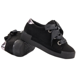 Belle Women Zapatos deportivos de gamuza negro 5