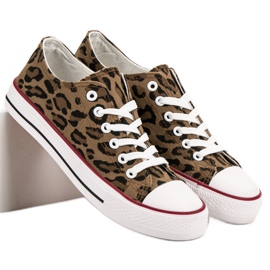 Jumex Zapatillas bajas con estampado de leopardo negro marrón 6