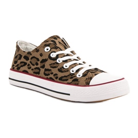 Jumex Zapatillas bajas con estampado de leopardo negro marrón 3