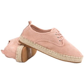 Small Swan Zapatos brogue de ante calado rosado 6