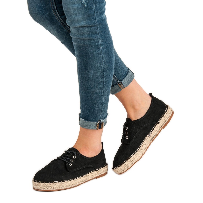 Small Swan Zapatos brogue de ante calado negro 1