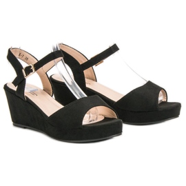 SHELOVET Sandalias de ante negras negro 6
