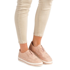 SHELOVET Zapatos brogue en polvo rosado 2