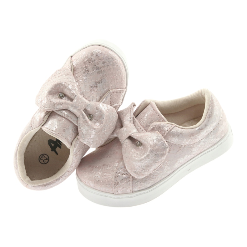 Zapatillas American Club ES23 lazo rosa gris 5