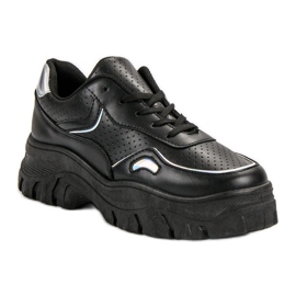 SHELOVET Zapatillas Negras Con Efecto Holo negro 4
