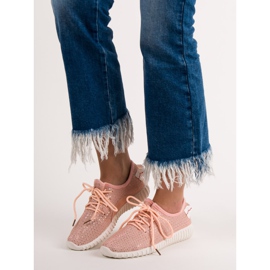 SHELOVET Zapatos sin cordones con lentejuelas rosado 1