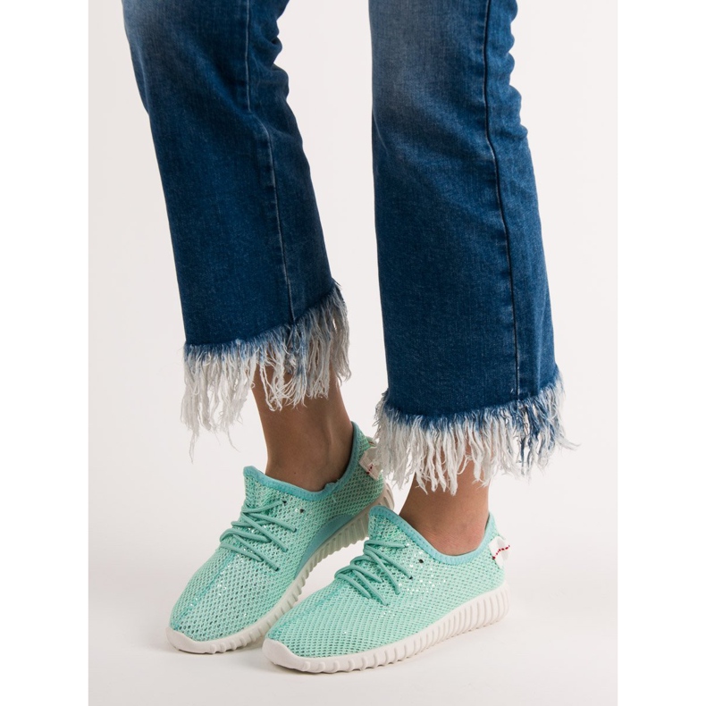SHELOVET Zapatos sin cordones con lentejuelas verde 2