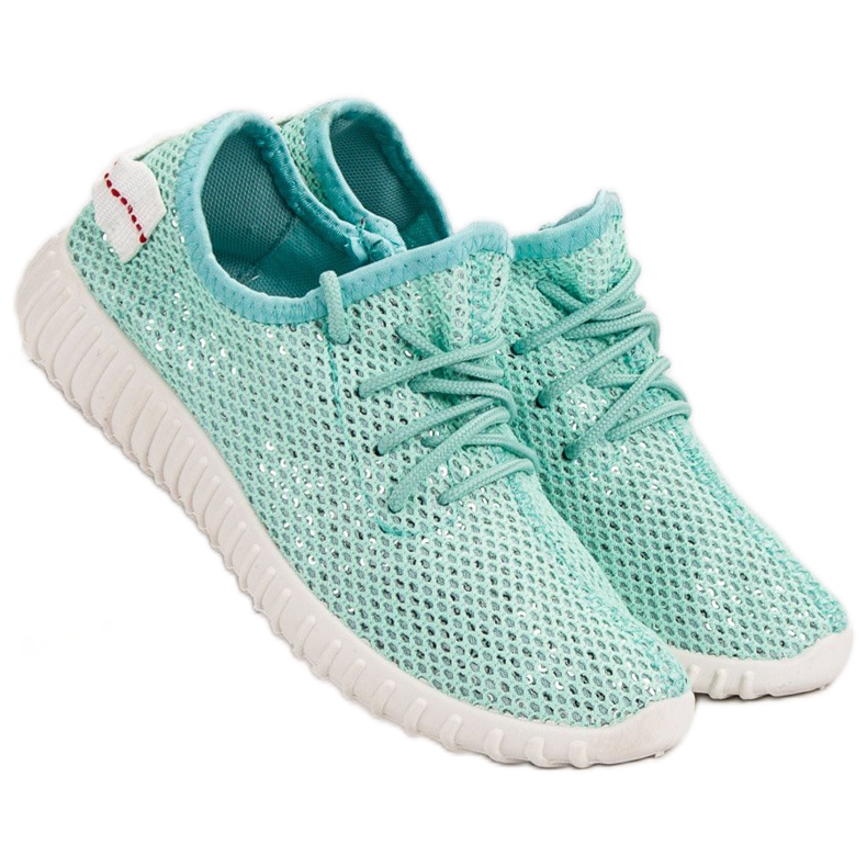 SHELOVET Zapatos sin cordones con lentejuelas verde 1