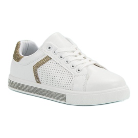 Ideal Shoes Calzado deportivo con circonita cúbica blanco 6