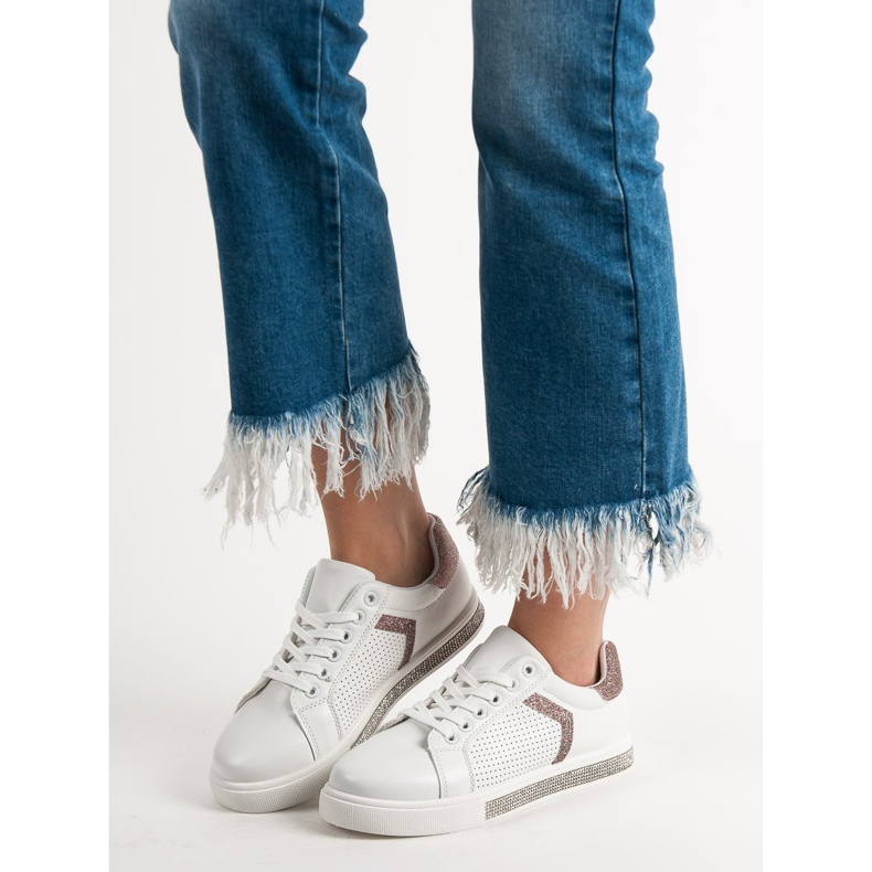 Ideal Shoes Calzado deportivo con circonita cúbica blanco 1