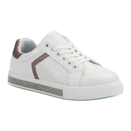 Ideal Shoes Calzado deportivo con circonita cúbica blanco 4