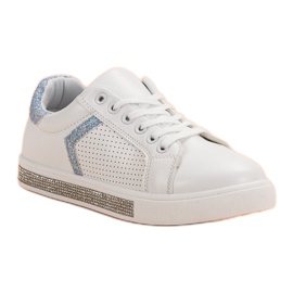 Ideal Shoes Calzado deportivo con circonita cúbica blanco 4