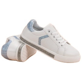 Ideal Shoes Calzado deportivo con circonita cúbica blanco 6