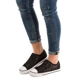 SHELOVET Zapatillas de encaje negro 1 SHELOVET Zapatillas de encaje negro 1