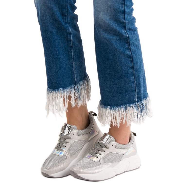 Ideal Shoes Zapatos deportivos plateados gris 1