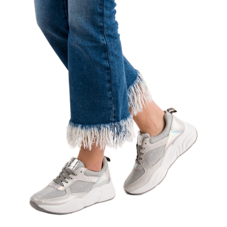 Ideal Shoes Zapatos deportivos plateados gris 2