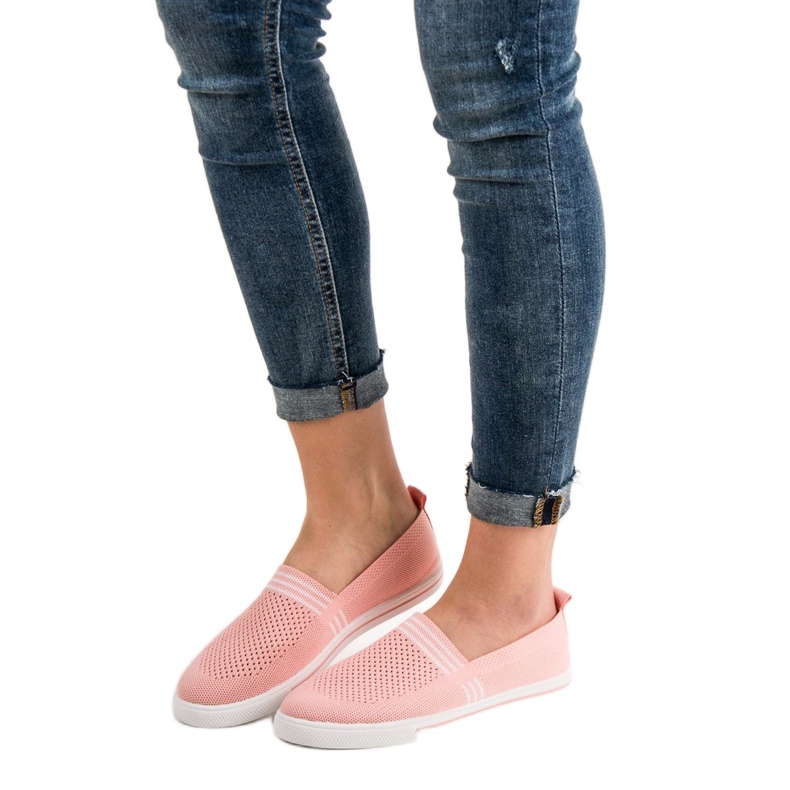 SHELOVET Zapatillas de tejido rosado 2