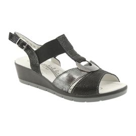 Filippo Cómodas sandalias de cuña de piel negro gris 1 Filippo Cómodas sandalias de cuña de piel negro gris 1