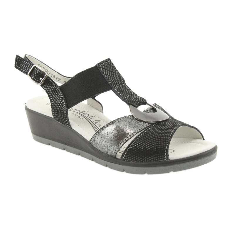 Filippo Cómodas sandalias de cuña de piel negro gris 1 Filippo Cómodas sandalias de cuña de piel negro gris 1