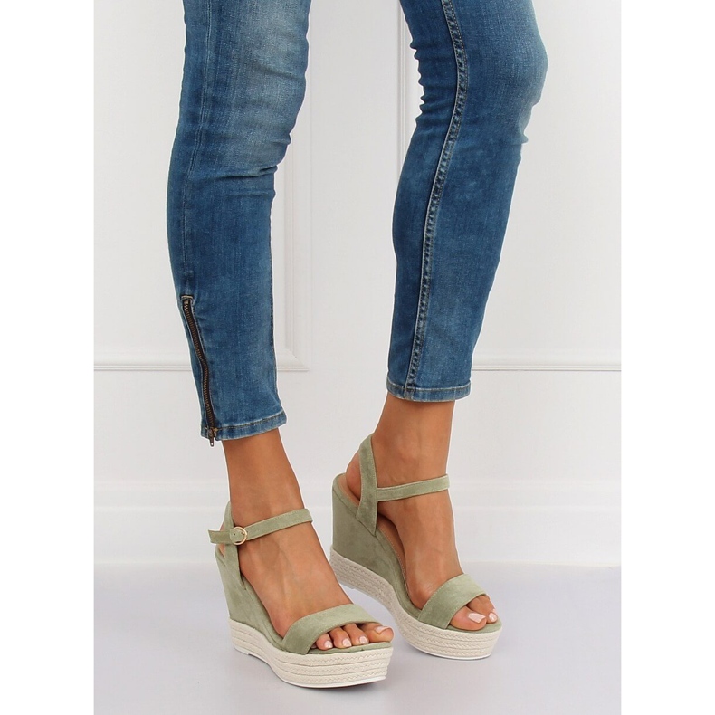 Sandalias de cuña verde JS-2952 DK.GREEN 1