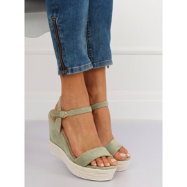 Sandalias de cuña verde JS-2952 DK.GREEN 3