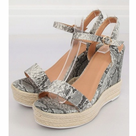Sandalias cuña piel de serpiente JS-2952 Snake gris 3