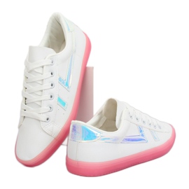 Zapatillas de mujer blancas y rosas B0-08 WHITE / PEACH blanco rosado 3