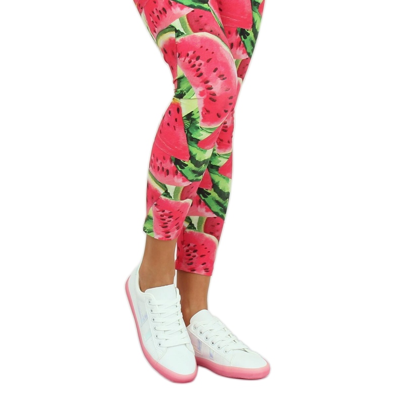 Zapatillas de mujer blancas y rosas B0-08 WHITE / PEACH blanco rosado 2