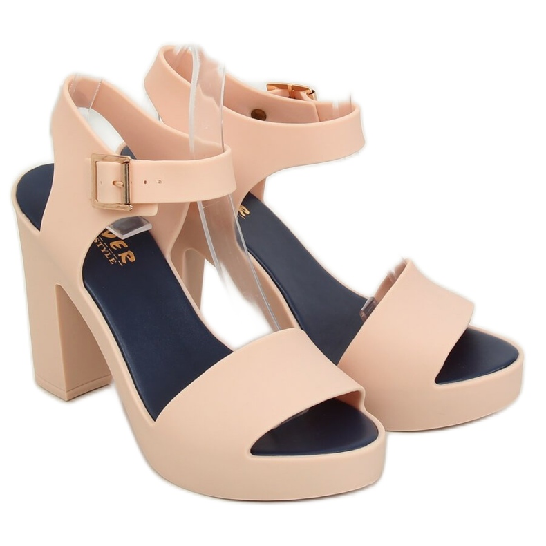 Sandalias de tacón meliski beige KM202 D.BEIGE / NAVY 1