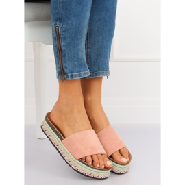 Pink LS-117 Pantuflas rosas de suela alta rosado 3