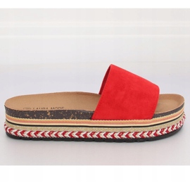Rojo LS-117 Pantuflas rojas de suela alta 1