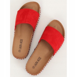 Rojo LS-117 Pantuflas rojas de suela alta 2