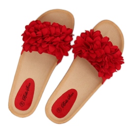Red S63 Chanclas rojas con flores rojo 2