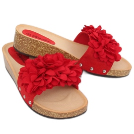 Red S63 Chanclas rojas con flores rojo 4