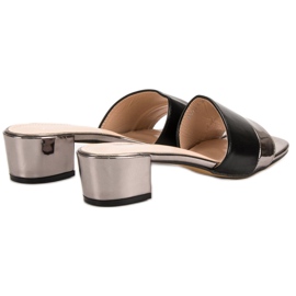 Small Swan Pantuflas de mujer elegantes negro gris 5