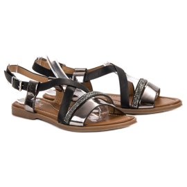 Small Swan Sandalias con cristales negro 1